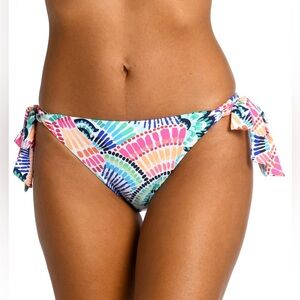 NWT La Blanca Waves of Color Side Tie Hipster Bikini Bottom Swim Size 10
